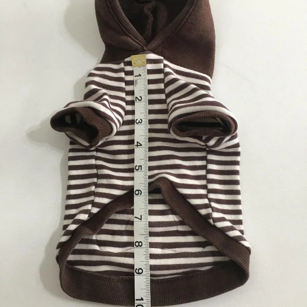 Bear Striped Hoodie Dog Clothes Brown Size Medium